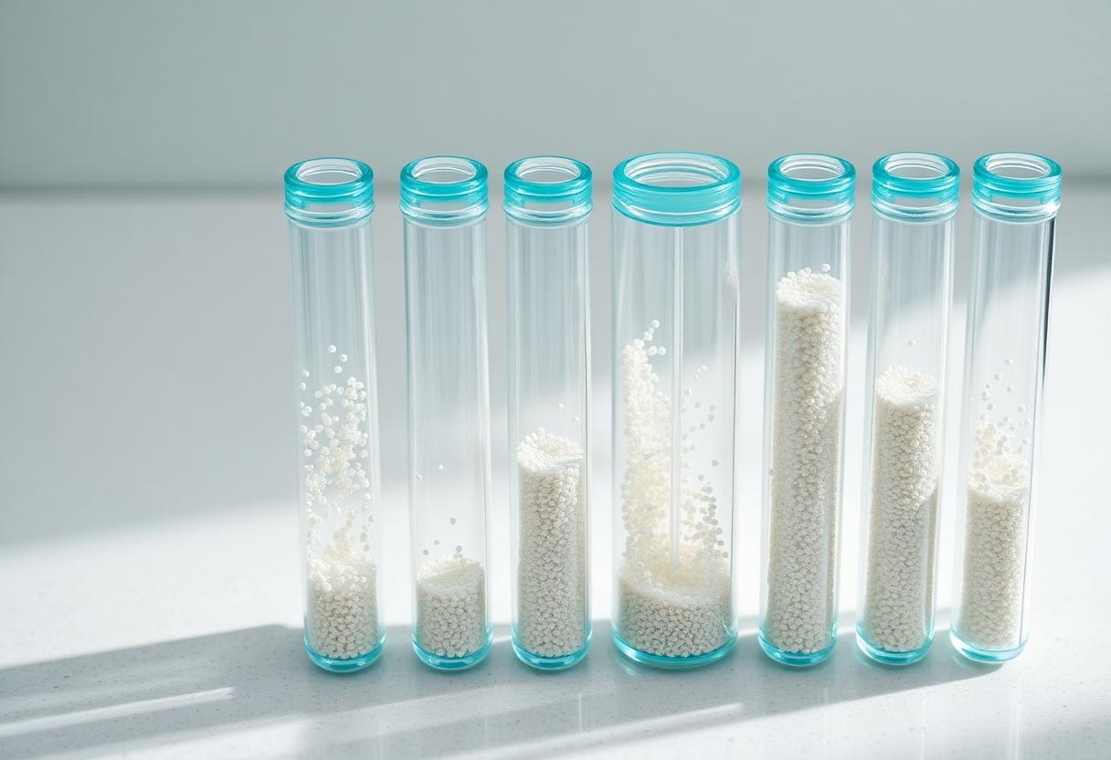 Glass sorbent sampling tubes on a laboratory surface